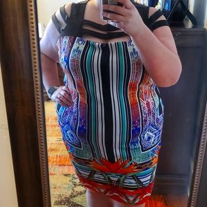 Funky Multicolor  Print dress with fun cutout